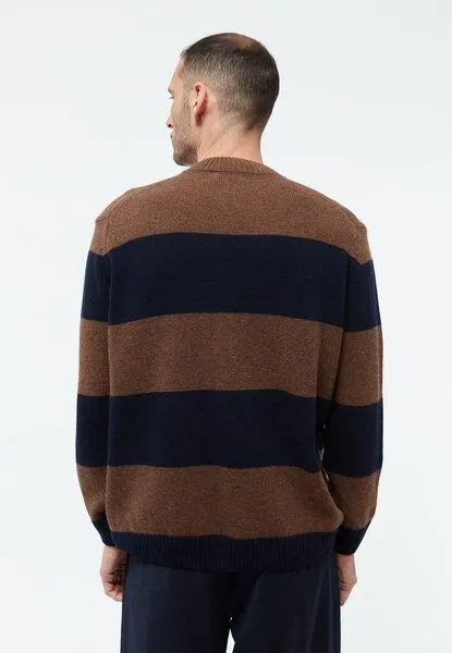 Givn Berlin Givn Berlin Strickpullover GBIvan, Oak brown/midnight blue stripes, – Produktbild 2 von 4