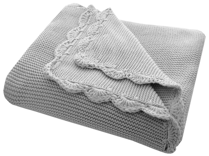 HANS NATUR HANS NATUR Babydecke Bio-Baumwolle mit Muschelkante Maße 80 x 100 cm, Grau, – Produktbild 1 von 2