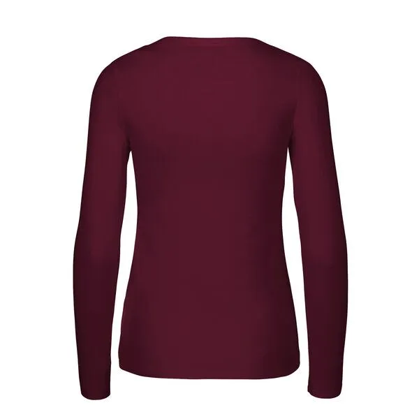 HANDGEDRUCKT HANDGEDRUCKT "Sternstunde" Frauen Longsleeve aus reiner Biobaumwolle (kbA), Bordeaux, – Produktbild 2 von 3