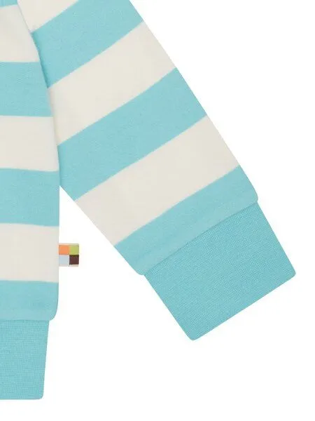 loud + proud loud + proud Babys & Kinder Sweatjacke mit Blockstreifen, GOTS-zertifiziert, Cyan(blau), – Produktbild 3 von 3