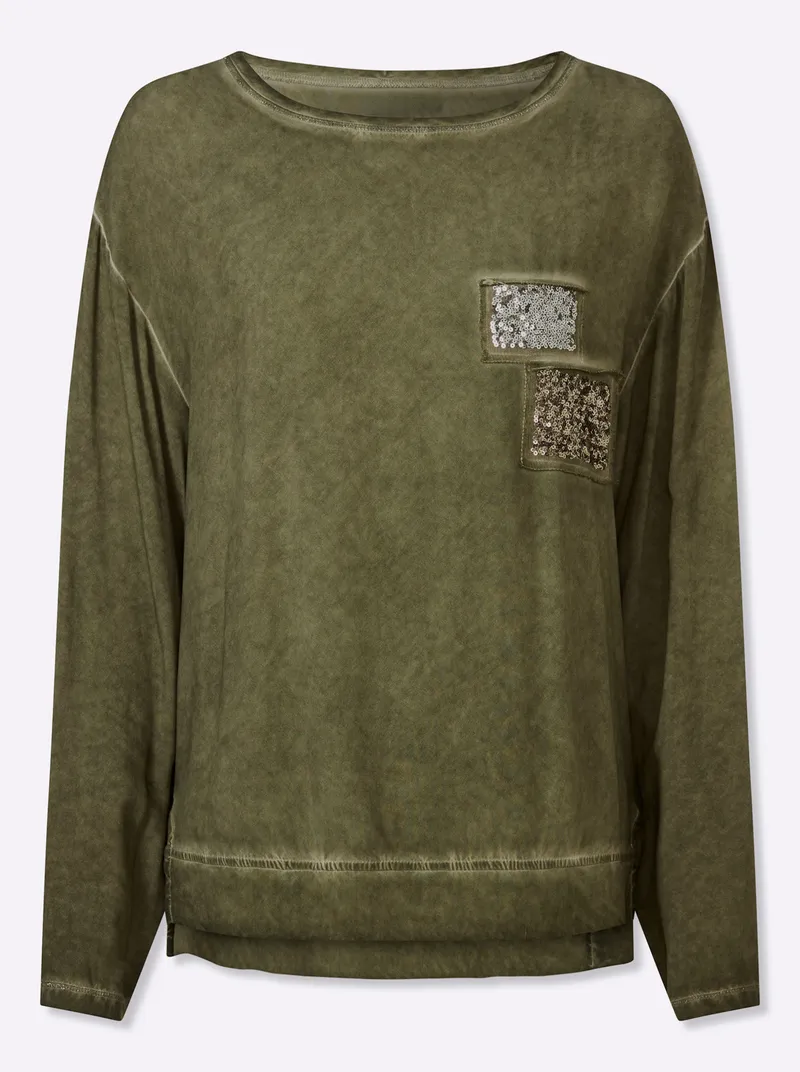 heine Langarmbluse khaki, Khaki, – Produktbild 1 von 2