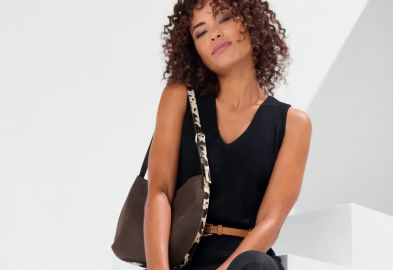 French Connection French Connection Schultertasche Henkeltasche, Handtasche, Shopper, Damentasche, mit modischen Animal-Details VEGAN, Braun, – Produktbild 1 von 4