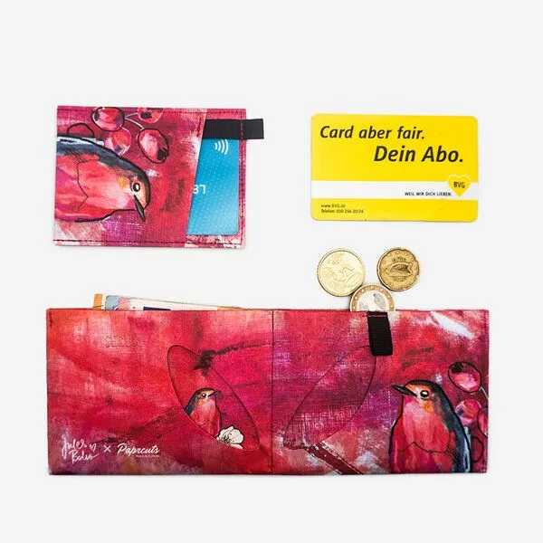 paprcuts paprcuts RFID Portemonnaie Pro, Curious redbreast 2.0. (pink), – Produktbild 4 von 4