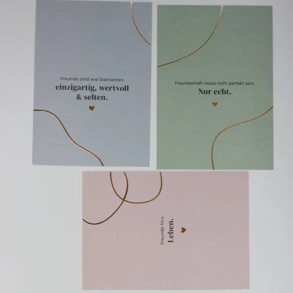 Fines Papeterie Fines Papeterie 3er Postkarten Set FRIENDS mit Sprüchen über Freundschaft * Naturpapier – Produktbild 2 von 4