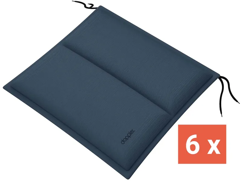 Doppler doppler Sitzkissen "CITY" mit Längssteppung, 6er-Pack, 48x48x6 cm, Polyester, dunkelblau – Produktbild 1 von 1