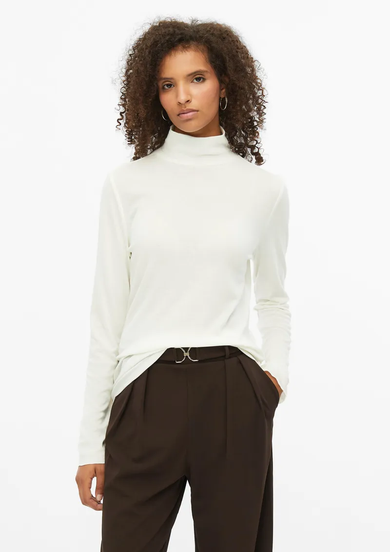 s.Oliver Dünnes Rollkragenshirt aus Lyocell-Woll-mix, Creme, – Produktbild 2 von 3