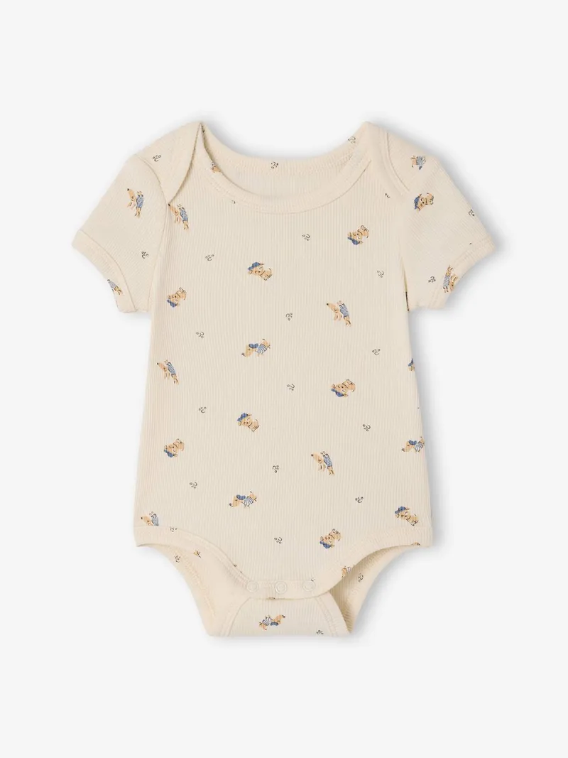 Vertbaudet 3er-Pack Baby Schlupfbodys mit kurzen Ärmeln und Hundemotiven, Anthrazit, – Produktbild 4 von 4