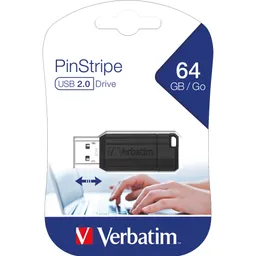 Verbatim Verbatim USB-Stick PinStripe schwarz, 64GB, USB 2.0 – Produktbild 1 von 1