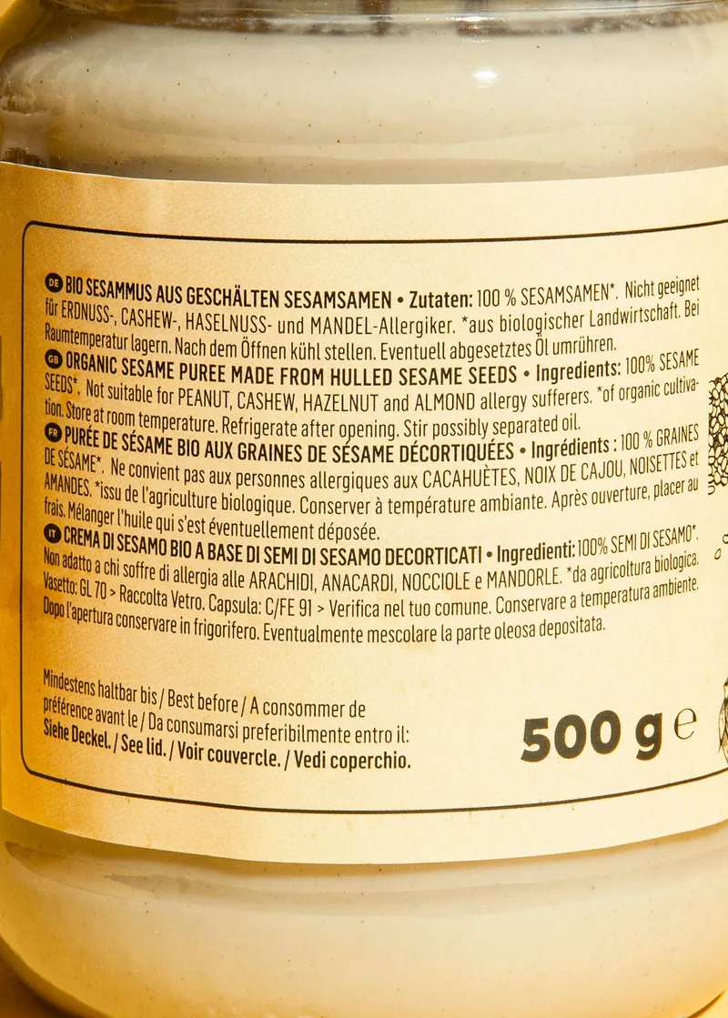 KoRo Weißes Bio Tahini 6 x 500 g – Produktbild 3 von 5