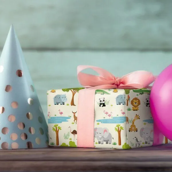 Fines Papeterie Fines Papeterie 3x 3m Geschenkpapier Set für Kinder SET 2 mit Meer, Bauernhof und Safari Motiven 3 Rollen je 300x47 cm – Produktbild 4 von 4