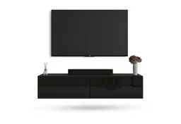 Planetmöbel TV-Schrank West TV-Board, Fernsehtisch 140 cm lang, TV-Lowboard (für Fernseher bis 65 Zoll, TV Schrank viel Stauraum, sideboard hängend, Fernsehschrank 140 x 30 x 37,5 cm) schwarz – Produktbild 1 von 1