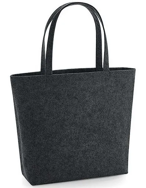BagBase BagBase Filz Shopper Umhängetasche aus recyceltem Polyester, Charcoal melange, – Produktbild 2 von 4