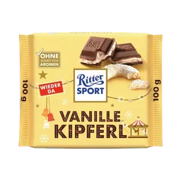 Ritter Sport Ritter Sport Schokolade, Ritter Sport Vanillekipferl gefüllte Vollmilchschokolade Packung 100g – Produktbild 1 von 1