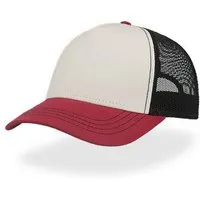 Atlantis Headwear Atlantis Headwear Freizeit-Truckercap aus recyceltem Polyester-Segeltuch, Weiss/burgundy/schwarz, – Produktbild 1 von 1