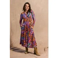 KOKOworld Kleid Lia – Maxikleid mit ausgestelltem Rock – Lange Ärmel – V-Ausschnitt – Versteckte Taschen – EcoVero-Viskose– KOKOworld, Kupala (mehrfarbig), – Produktbild 1 von 1