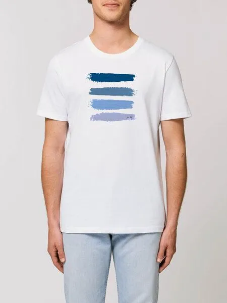 Human Family Human Family Bio Unisex Rundhals T-Shirt "Blue Acryl Stripes", Weiss, – Produktbild 2 von 2
