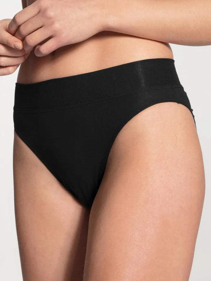 CALIDA CALIDA High-Waist-Slip Elastic Duopack (2er Pack) breiter Softbund, elastisch, atmungsaktiv, weich, Schwarz, – Produktbild 2 von 5