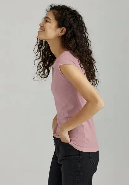 THOKKTHOKK ThokkThokk TT01 Cap Sleeve T-Shirt Damen (GOTS, vegan, Bio-Baumwolle), Dark mauve (lila-rosa), – Produktbild 4 von 6