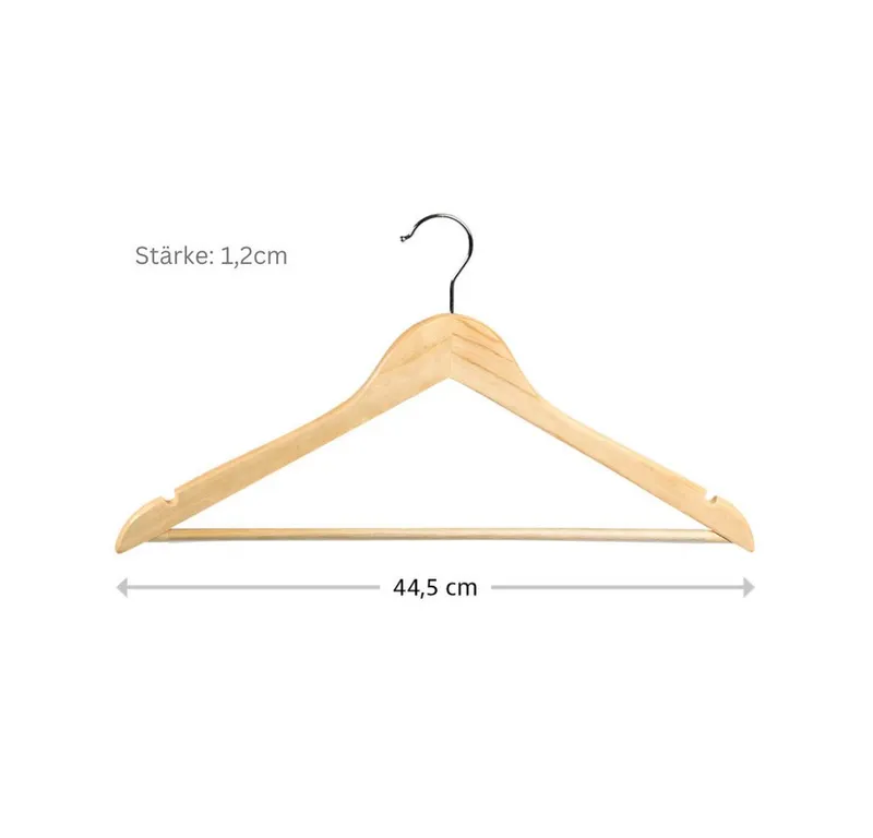 Kesper Kesper Kleiderbügel Formkleiderbügel, 8er Pack, FSC® zertifiziert, (Set, 8-tlg), mit Rockkerben und Hosensteg, Beige, – Produktbild 4 von 4