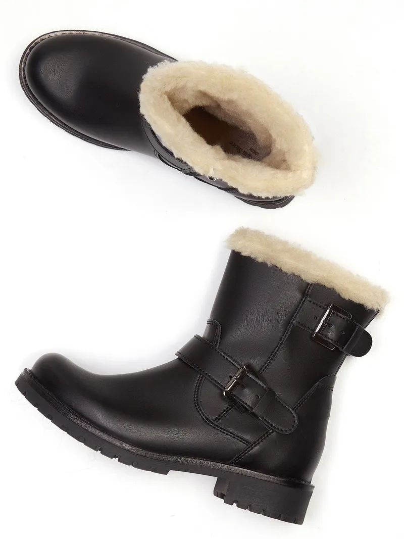 Will's Vegan Store Will's Vegan Store Damen vegan Isolierte Biker-Stiefel Schwarz, Schwarz, – Produktbild 2 von 2