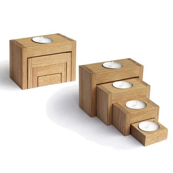 Side by Side Adventsleuchter FOUR STEPS Eichenholz (side by side) – Produktbild 4 von 4