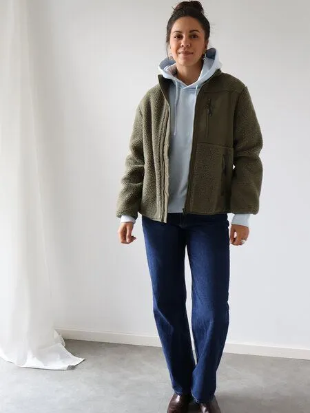 Kultgut Kultgut ProEarth- New Recycling Generation - Kuschelige Sherpa Fleecejacke / With Love, Grün, – Produktbild 7 von 8