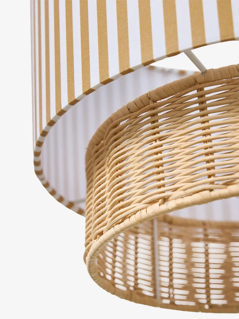 Vertbaudet Rattan-Lampenschirm STREIFEN doppellagig Kinderzimmer, Karamell, – Produktbild 4 von 4
