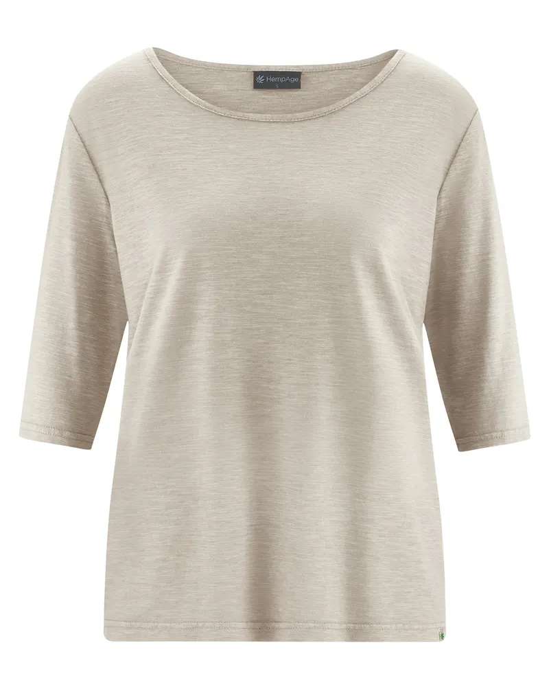 HempAge Hempage Damen vegan T-Shirt Lässige Passform Distel Beige, Beige, – Produktbild 1 von 2
