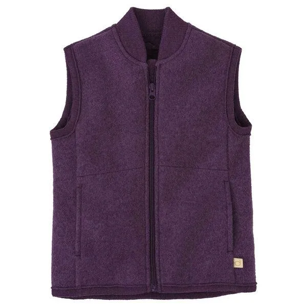Disana Disana Kinder Zipper-Weste kbT Schurwolle, Aubergine, – Produktbild 1 von 4