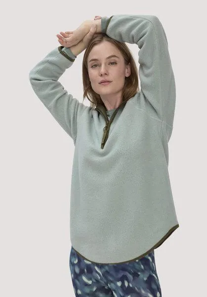 hessnatur hessnatur Fleece Hoodie Relaxed ACTIVE LIGHT aus reiner Bio-Baumwolle, Mattgrün, – Produktbild 1 von 4