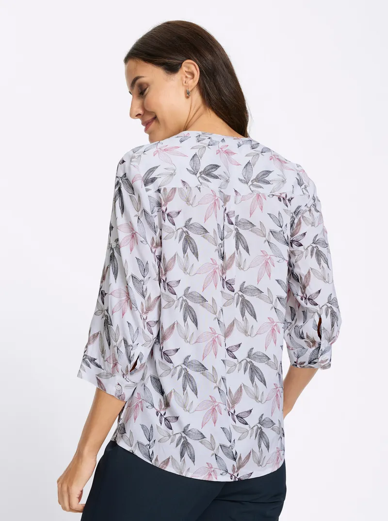 Witt Druckbluse ecru-marine-bedruckt, Ecru-marine-bedruckt, – Produktbild 2 von 2