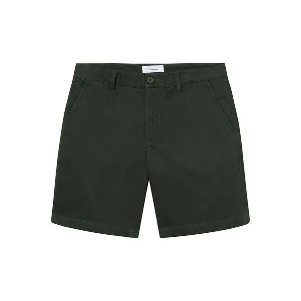 KnowledgeCotton Apparel KnowledgeCotton Apparel Shorts STRETCHED TWILL aus Bio-Baumwolle, Grün (forrest night), – Produktbild 3 von 3