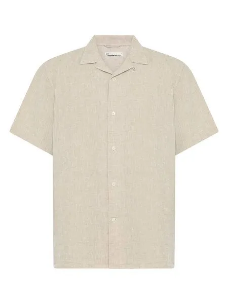 KnowledgeCotton Apparel KnowledgeCotton Apparel Leinenhemd Box Fit - Short Sleeve - aus Bio-Leinen, Beige (yarndyed), – Produktbild 2 von 2