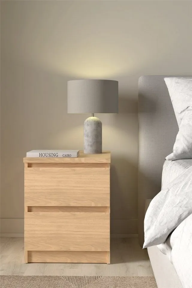 Home affaire Nachttisch Naia, Eleganter Nachttisch mit 2 Schubladen, Braun, – Produktbild 2 von 7