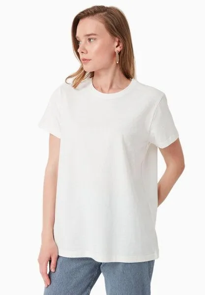 ORGANICATION ORGANICATION Damen Basic T-Shirt aus Bio-Baumwolle, Off white, – Produktbild 3 von 4