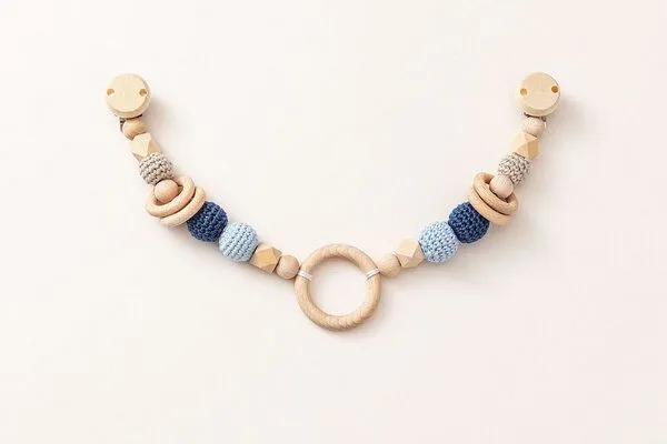NoniKids Berlin NoniKids Berlin Kinderwagenkette Holz *Ring* 4 Farben | Bio Baumwolle, Blau, – Produktbild 2 von 4