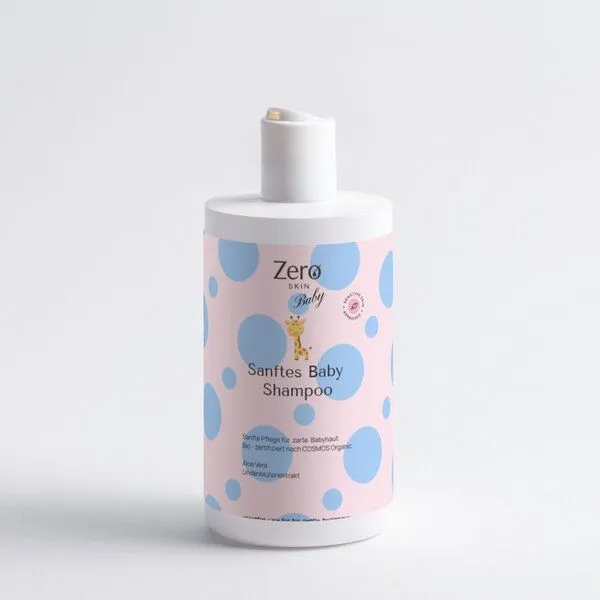 Zero Skin Zero Skin Sanftes Baby Shampoo - 400 ml - extra milde Haarwäsche ab Geburt mit Bio-Aloe Vera & Lindenblütenextrakt, präbiotische Pflege für Kopfhautbalance, leicht kämmbares Babyhaar – vegan, allergenfrei & ECOCERT COSMOS Organic zertifiziert – Produktbild 1 von 4