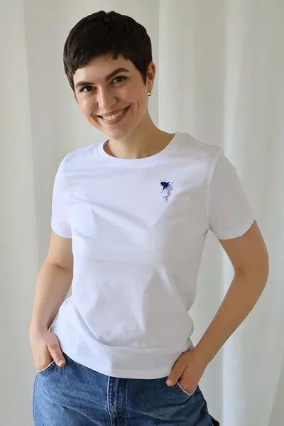Kultgut Kultgut Artdesign - Biofair- Flauschiges Femin Shirt / Little Shark, Weiß, – Produktbild 1 von 4