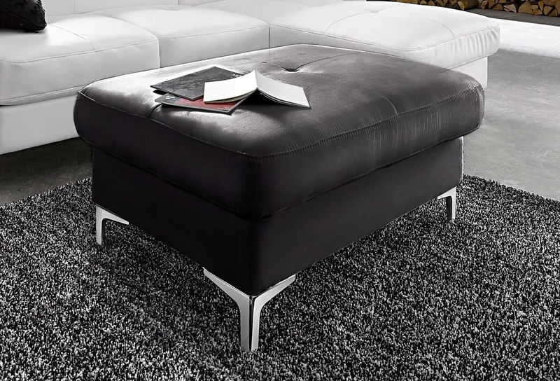 COTTA Polstergarnitur Sammy L-Form, (Set), Set bestehend aus: Ecksofa mit Kopfteilverstellung & Hocker, Schwarz, – Produktbild 1 von 5