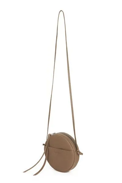 ELEKTROPULLI Vegane Runde Schultertasche MONA von ElektroPulli, Graubraun mit silber rv, – Produktbild 2 von 2