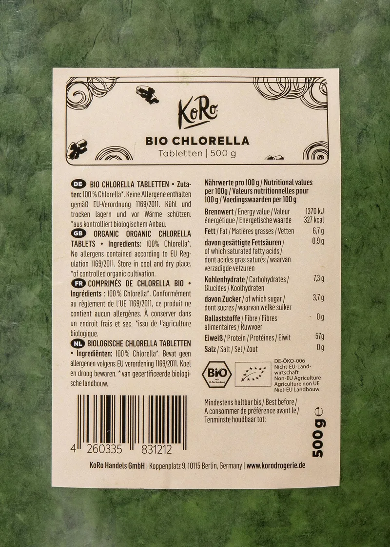 KoRo Bio Chlorella Tabletten 500 g – Produktbild 3 von 5