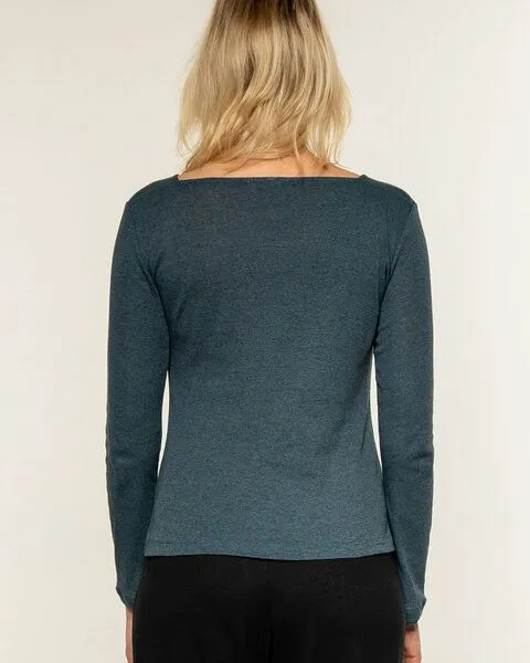 Alma & Lovis Alma & Lovis Softes Ringel-Langarmshirt aus Bio-Baumwolle | Melange Longsleeve, Pinie (grün), – Produktbild 4 von 4