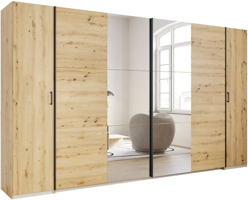 Rauch Rauch Schwebetürenschrank Kleiderschrank Drehtürenschrank Schrank Garderobe KRONACH (in 3 Ausstattungen BASIC/CLASSIC/PREMIUM, Breiten 225/268/311/354 cm) Kombischrank optional mit 1 oder 2 Spiegel viele Böden MADE IN GERMANY, Braun|grau, – Produktbild 1 von 5