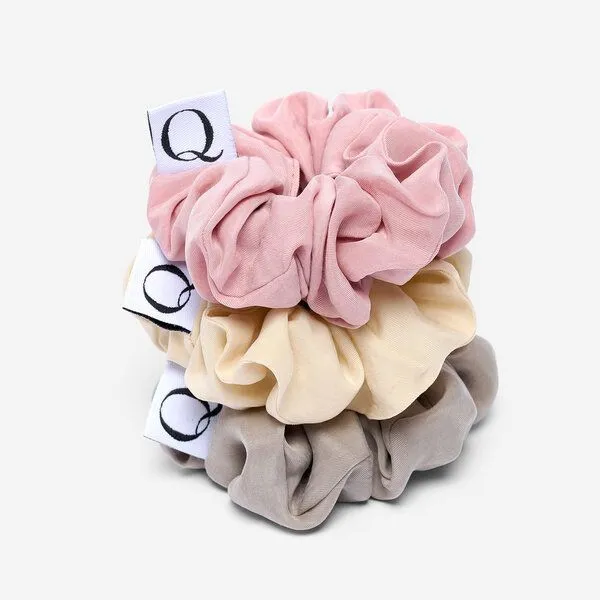 Qupro Qupro Spar-Set Turban-Handtuch & Scrunchies vegane Seide, Beige, – Produktbild 3 von 8