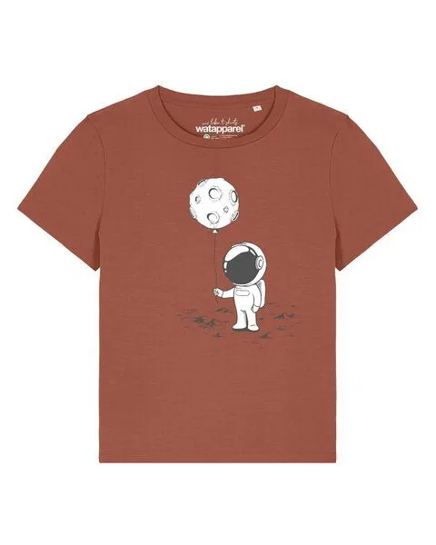 watapparel watapparel T-Shirt Frauen Kleiner Astronaut mit Luftballon, Heritage brown, – Produktbild 1 von 2