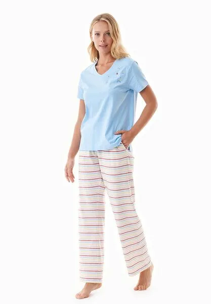 ORGANICATION ORGANICATION TRINNITY | Pyjama-Set aus Bio-Baumwolle, Light blue, – Produktbild 1 von 4