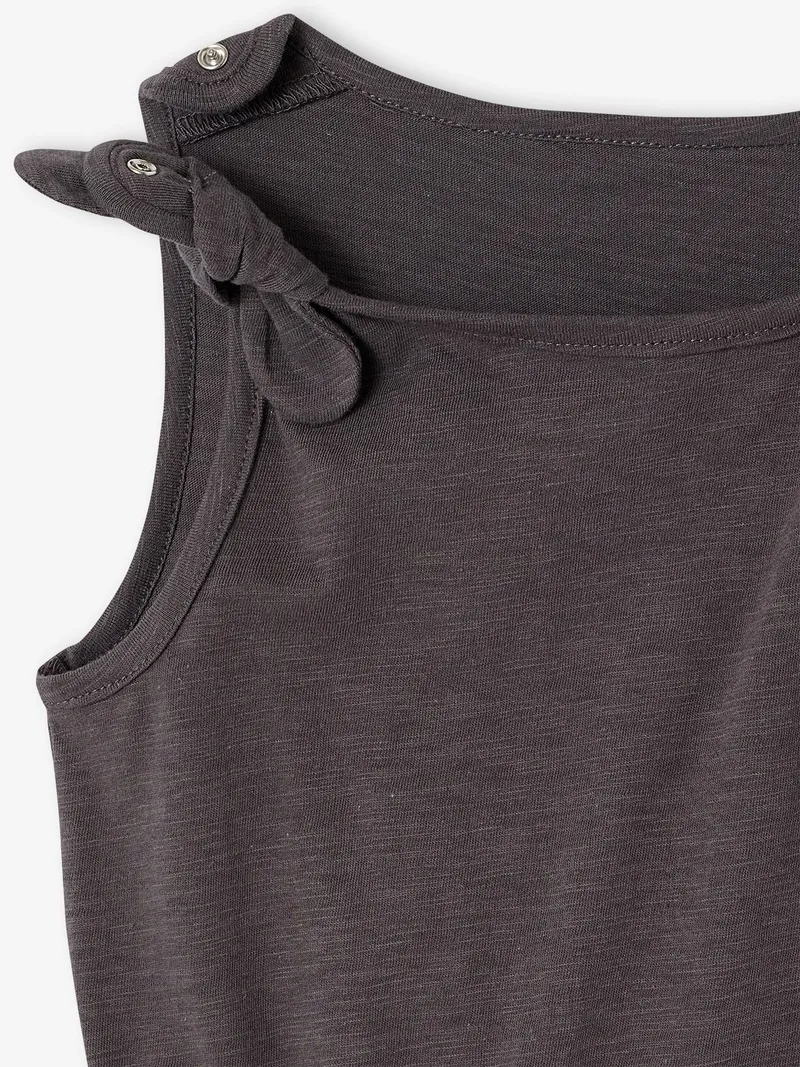 Vertbaudet Kurzer Mädchen Jumpsuit aus Materialmix, Schiefergrau, – Produktbild 2 von 3