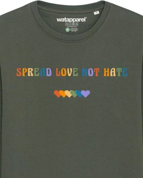 watapparel watapparel Sweatshirt Unisex Spread Love not Hate, Khaki, – Produktbild 3 von 3