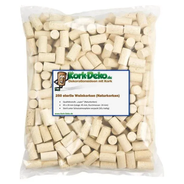 Kork-Deko Kork-Deko 250 sterile Weinkorken | Naturkorken Qualitätsstufe: "super" | 45 x 24 mm – Produktbild 2 von 4