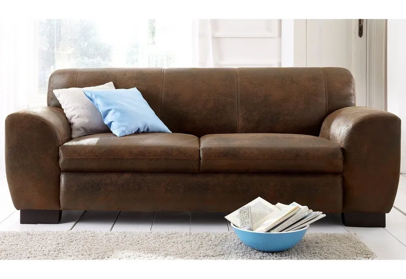 Home affaire Sofa Nika, 2 oder 3- Sitzer in Microfaser MELROSE, Braun, – Produktbild 2 von 5